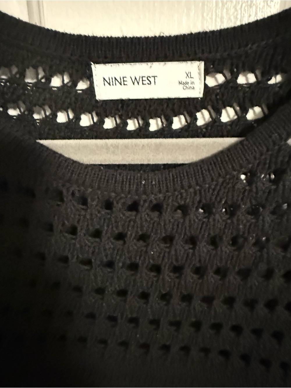Nine West Black Short-Sleeve Eyelet Knit Top - Picture 4 of 4